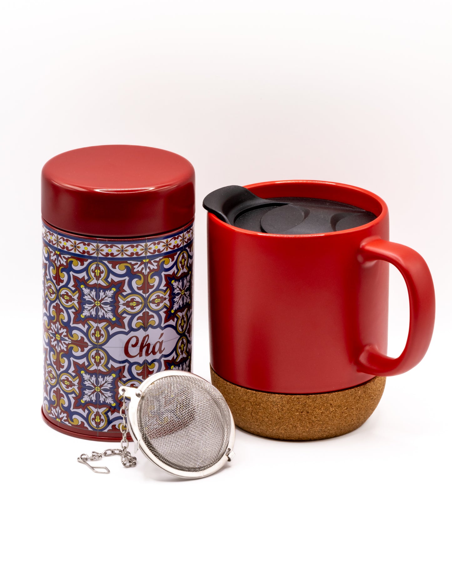 Caneca Lata e Infusor Morangos