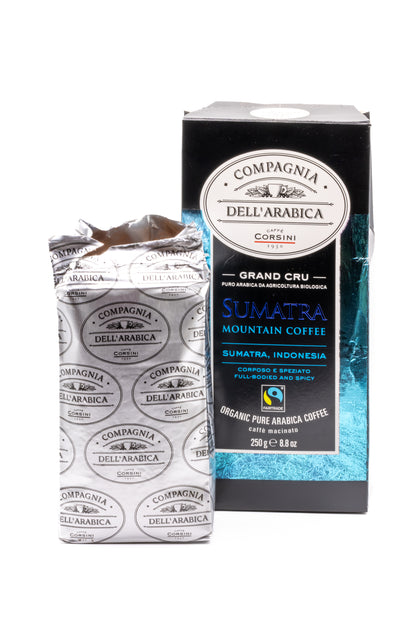 Café Moído Biológico Fairtrade Sumatra Grand Cru, 100% Arábica, 250g