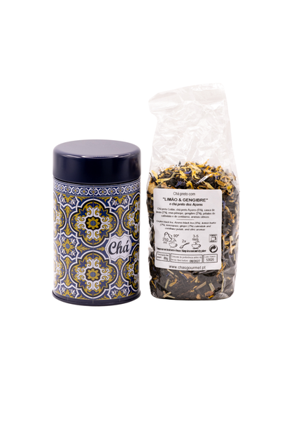 Kit Chá Limão & Gengibre — Energia Natural e Sabor Revigorante (Lata Azul)