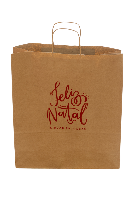 Saco Natal Premium 42x16x50 — Embalagem kraft festiva e prática