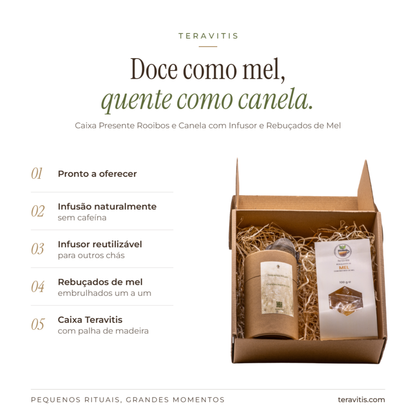 Caixa Presente Rooibos e Canela com Infusor e Rebuçados de Mel