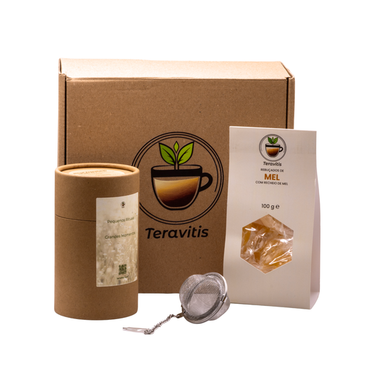Caixa Presente Rooibos e Canela com Infusor e Rebuçados de Mel Teravitis