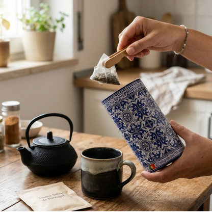 Té de hierbas con sabor portugués – Frescura y alivio (lata azul)
