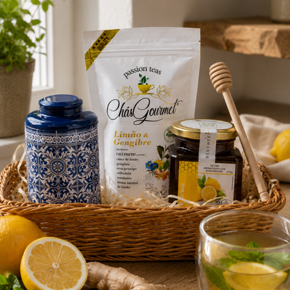 Chá Digestivo & Limão com Mel Biológico para Energia Natural