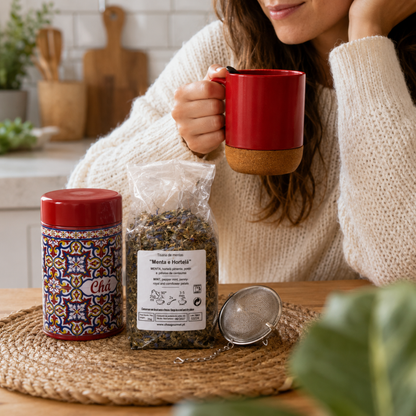 Chá Digestivo Menta & Hortelã com Caneca Térmica