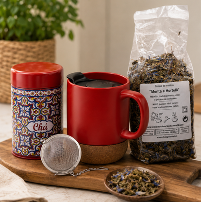 Chá Digestivo Menta & Hortelã com Caneca Térmica