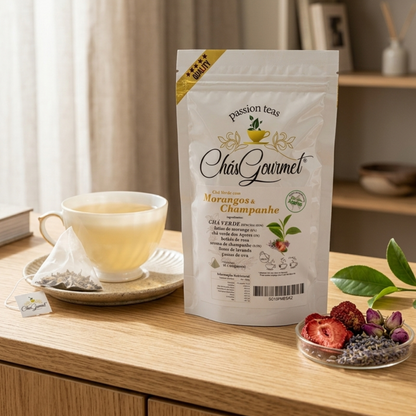 Strawberry & Champagne Tea in Pyramids — Floral and Digestive Elegance