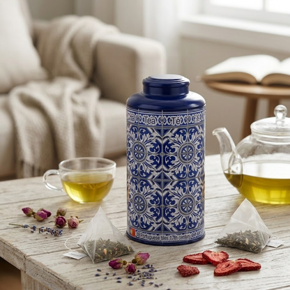 Té de hierbas con sabor portugués – Frescura y alivio (lata azul)