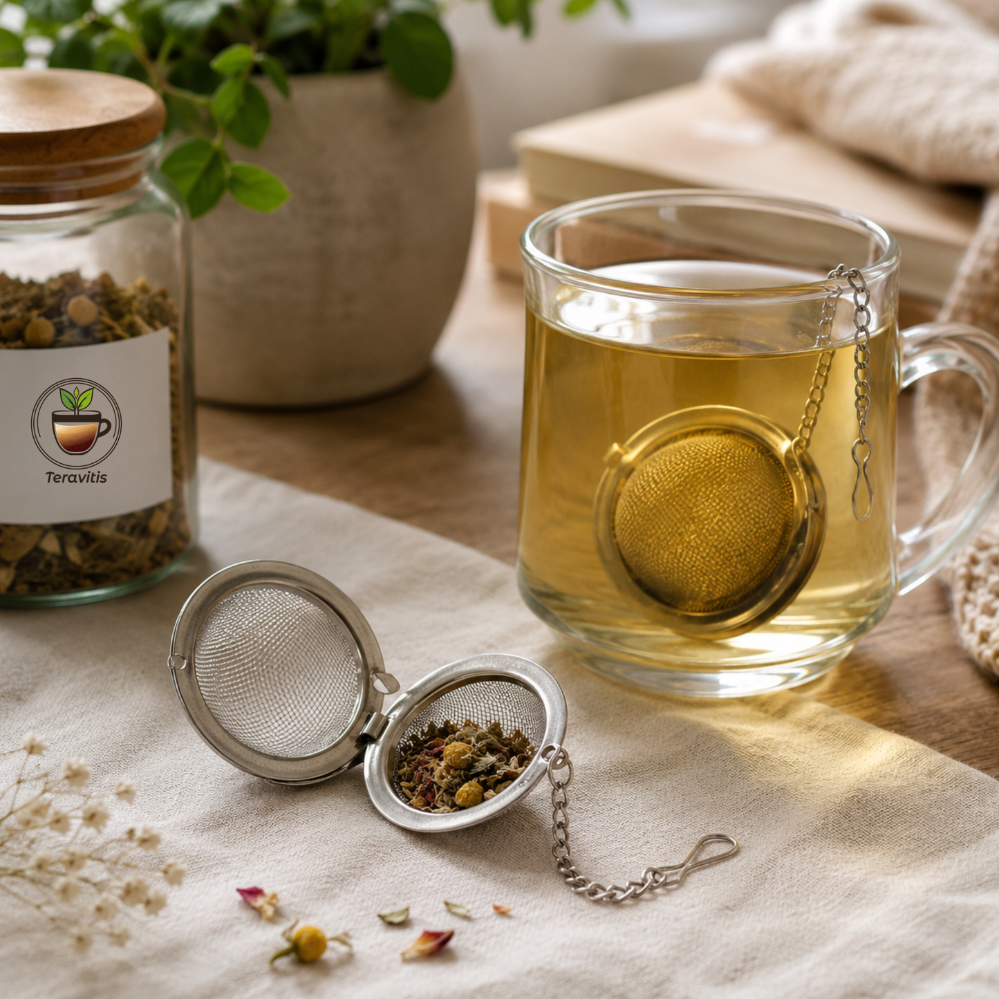 Infusor de Chá em Inox com Corrente | Infusão Limpa e Fácil