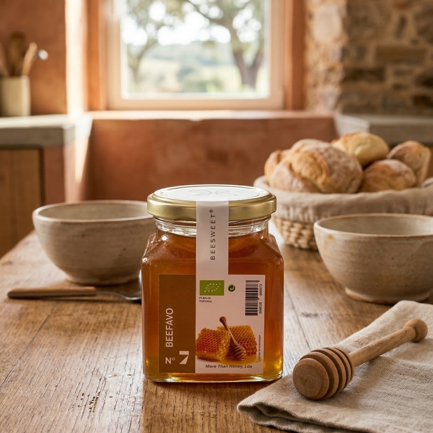 Miel orgánica con panal 375 g | Sabor puro y nutrientes vivos