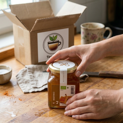 Miel orgánica con panal 375 g | Sabor puro y nutrientes vivos