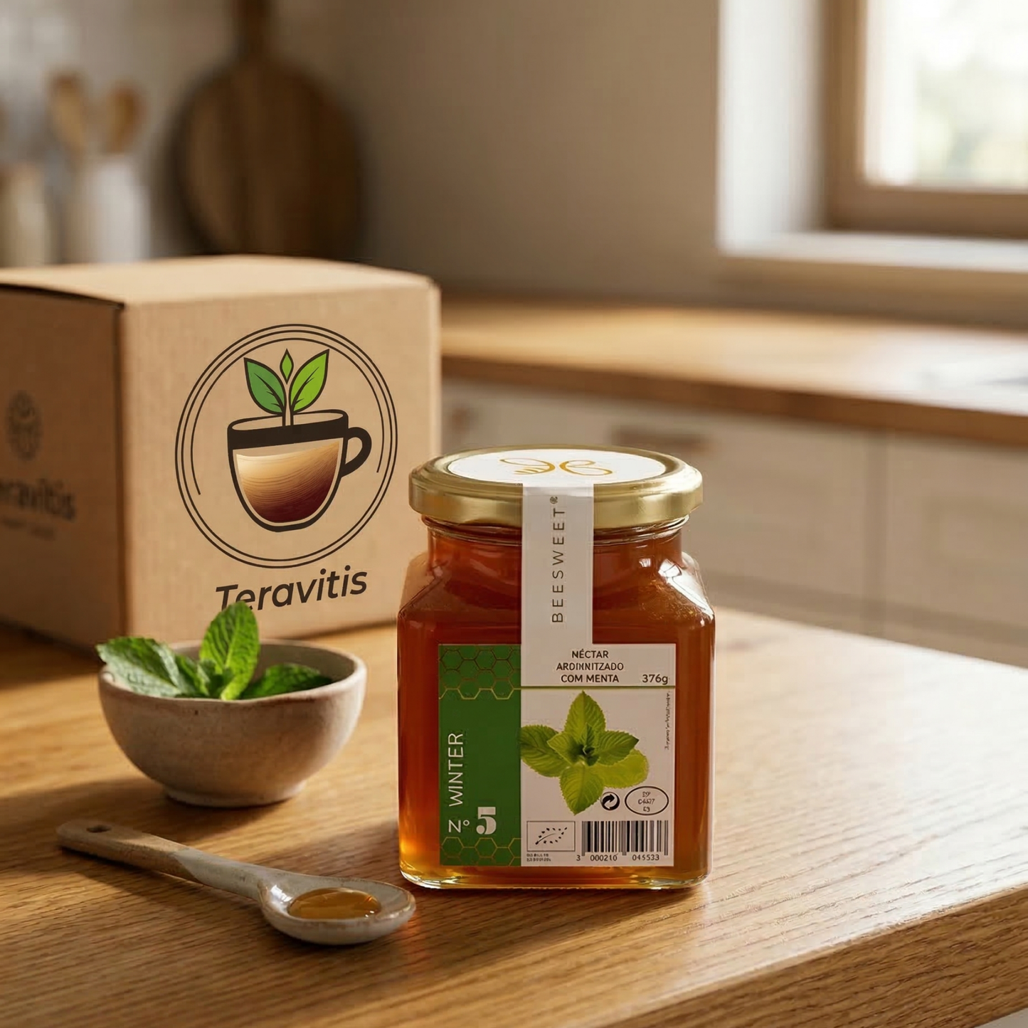 Miel Orgánica con Menta 375g | Refrescante, Digestiva y Energizante