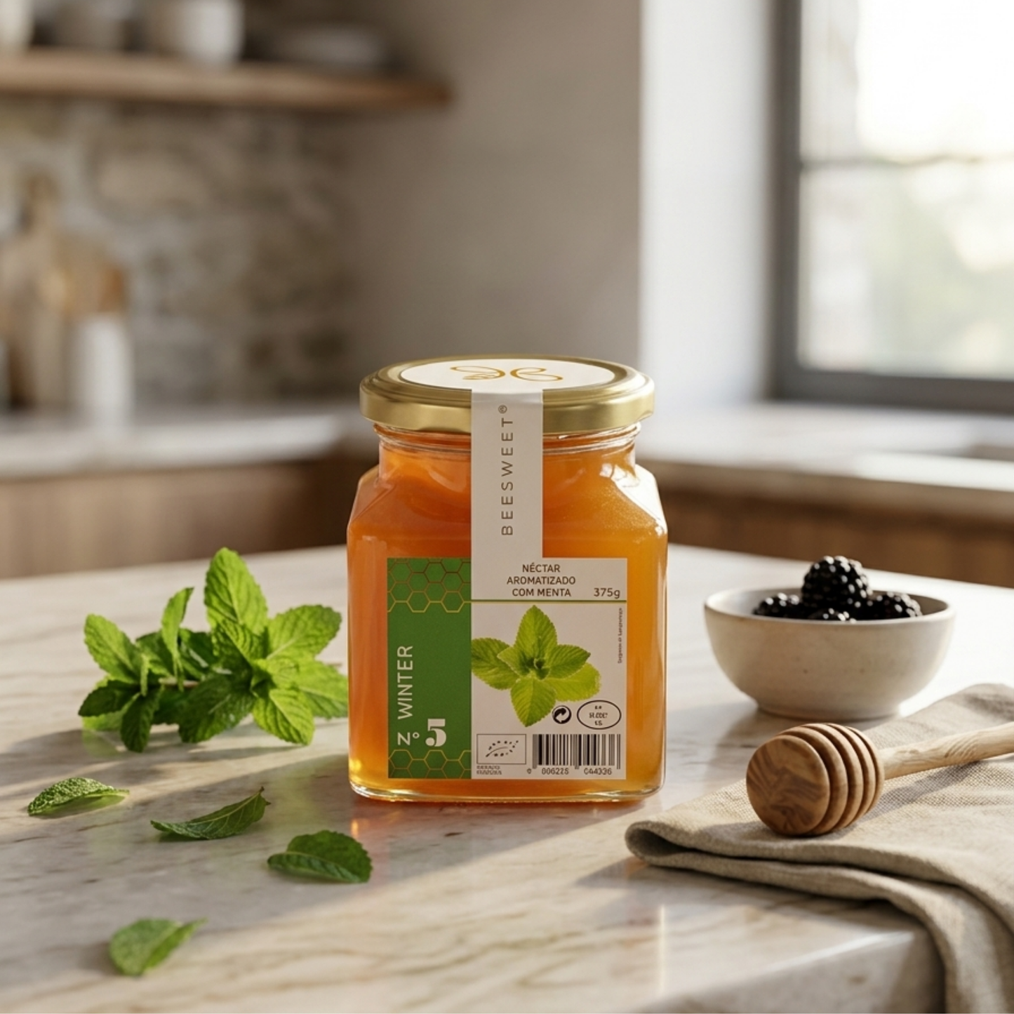 Miel Orgánica con Menta 375g | Refrescante, Digestiva y Energizante