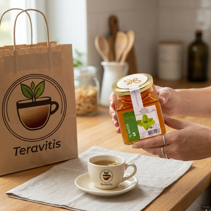 Miel Orgánica con Menta 375g | Refrescante, Digestiva y Energizante