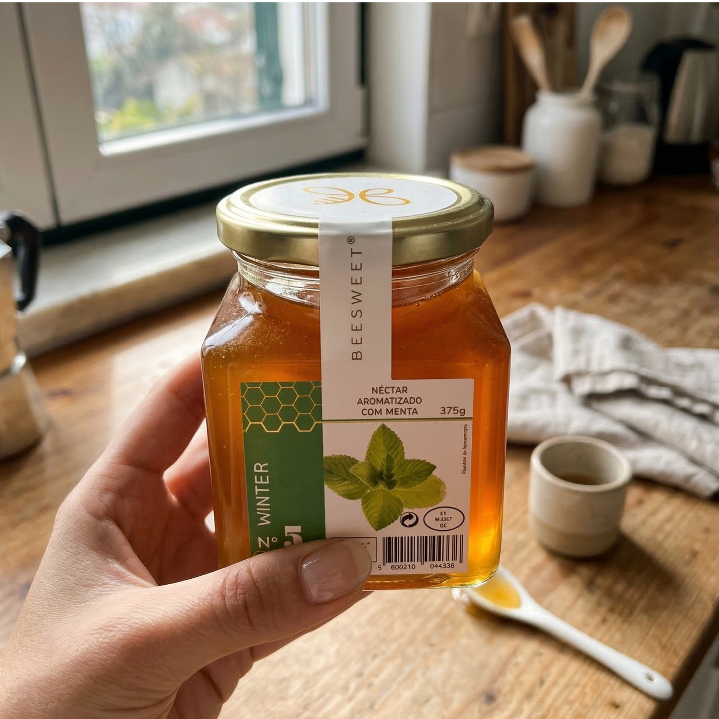 Miel Orgánica con Menta 375g | Refrescante, Digestiva y Energizante