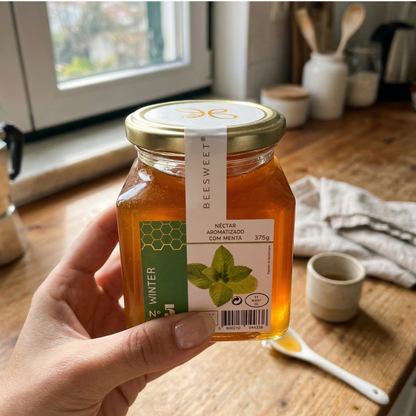 Miel Orgánica con Menta 375g | Refrescante, Digestiva y Energizante