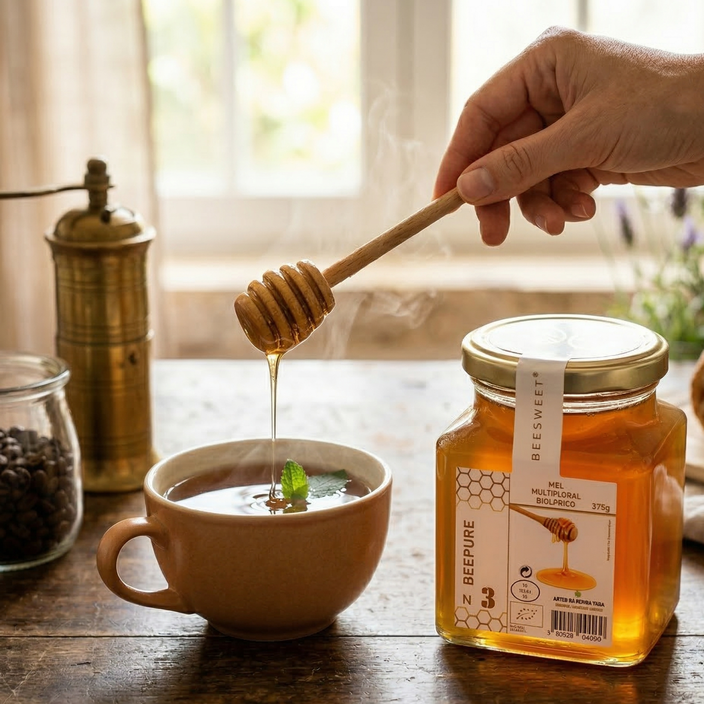 Miel multifloral orgánica cruda 375 g | Energía natural e inmunidad