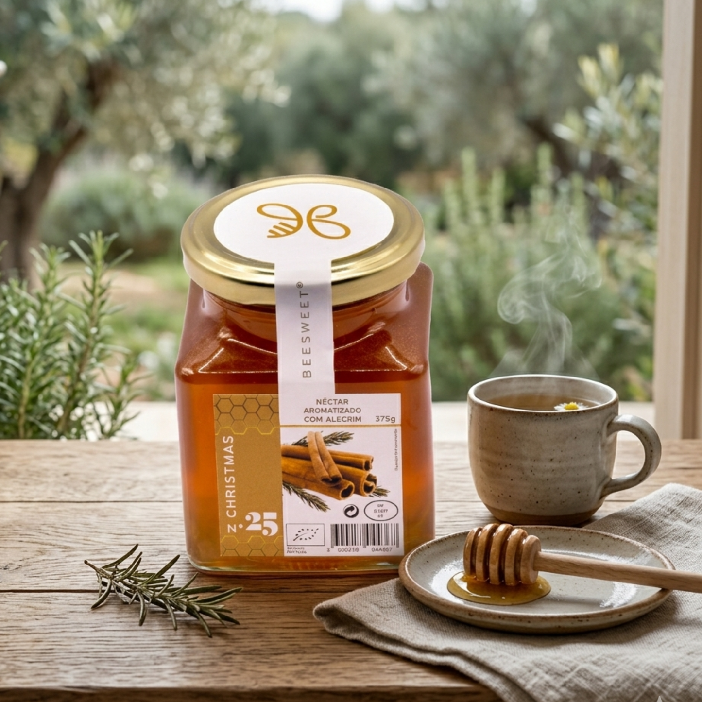 Organic Honey with Rosemary 375g | Aromatic, Relaxing and Immune-Protective