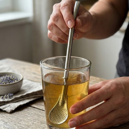 Palhinha Inox com Filtro e Colher | Beber e Misturar Fácil