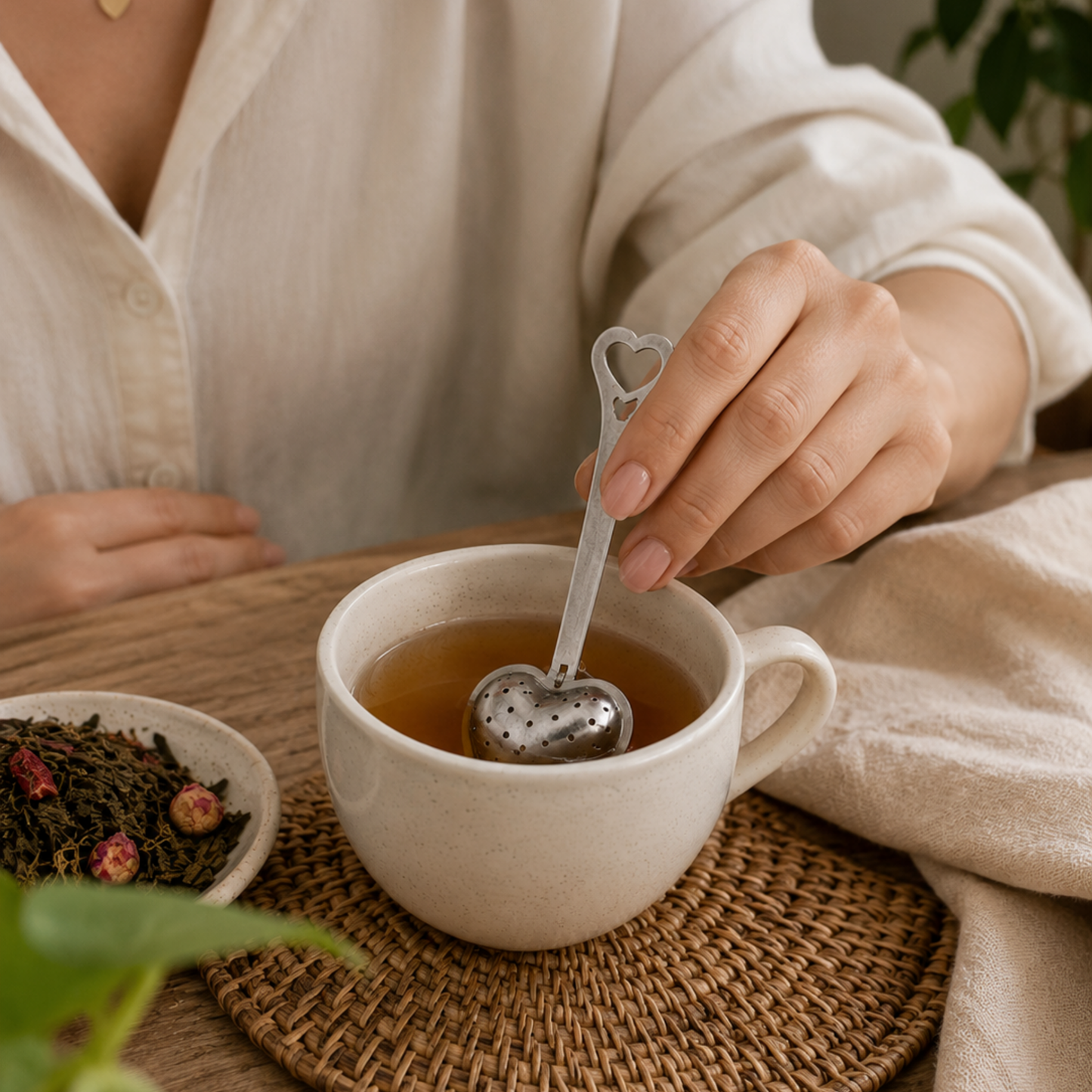 Infusor de té en forma de corazón – Acero inoxidable para infusiones elegantes