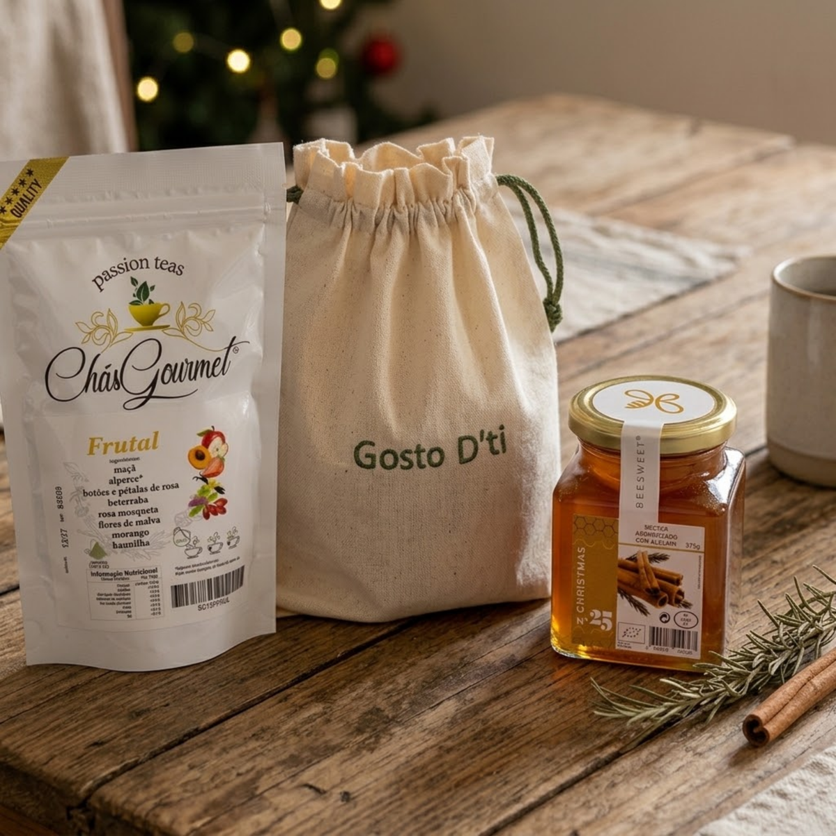 Cabaz de Natal com Talego Alentejano, Infusão e Mel Biológico
