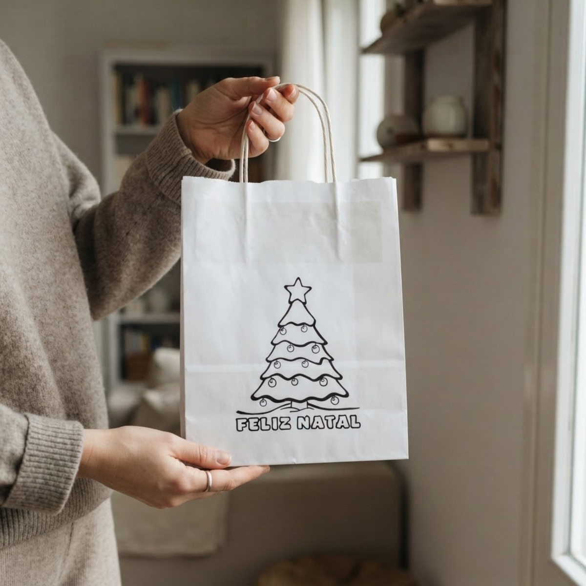 Bolsa blanca navideña para niños de 18 x 8 x 24 pulgadas: un regalo creativo y ligero