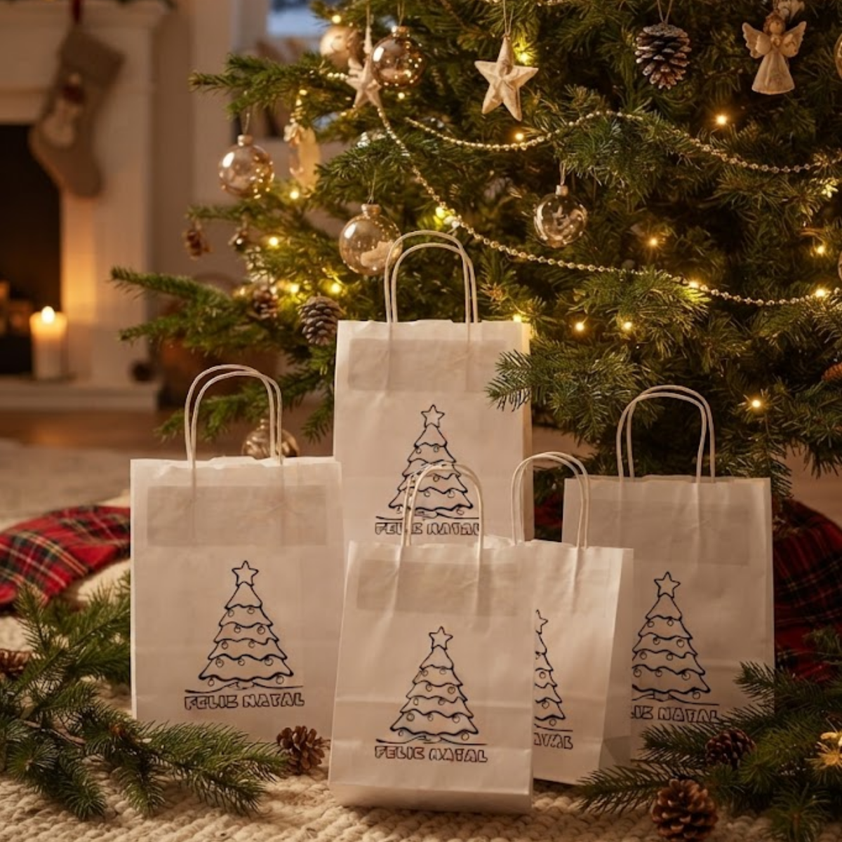Bolsa blanca navideña para niños de 18 x 8 x 24 pulgadas: un regalo creativo y ligero